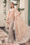 Peach And Grey Saree