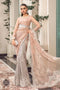 Peach And Grey Saree